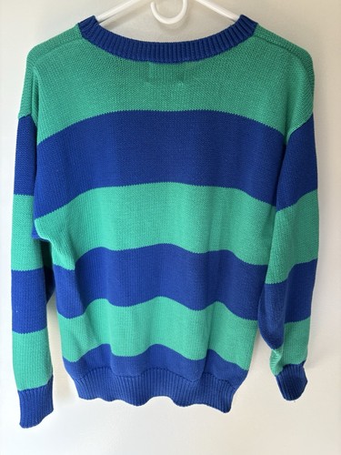 Vintage Rugby Sweater Men's cotton Striped Knit Sweater Cambridge Dry Goods L - Picture 5 of 6