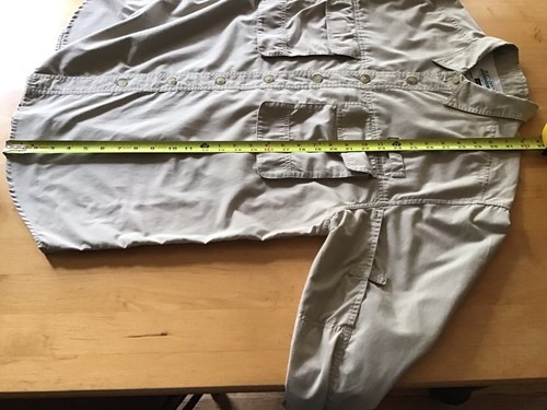 Exofficio Fishing/Hiking Shirt Mens L Vented L/S Buzz Off Insect Shield Khaki - Picture 16 of 19