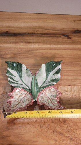 Leaf Butterfly Shaped Ceramic Trinket Dish By Kaldun & Bogle Hand Painted - Picture 15 of 16