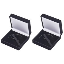 2Pcs Coin Display Case Velvet Black Challenge Storage Presentation Box