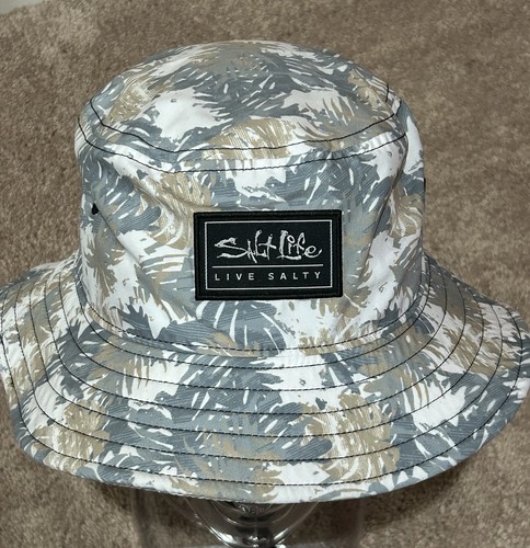 New Salt Life Hat Fishing Wide Brim Size S / M Venting Chin Strap Salty Saltlife - Picture 4 of 10