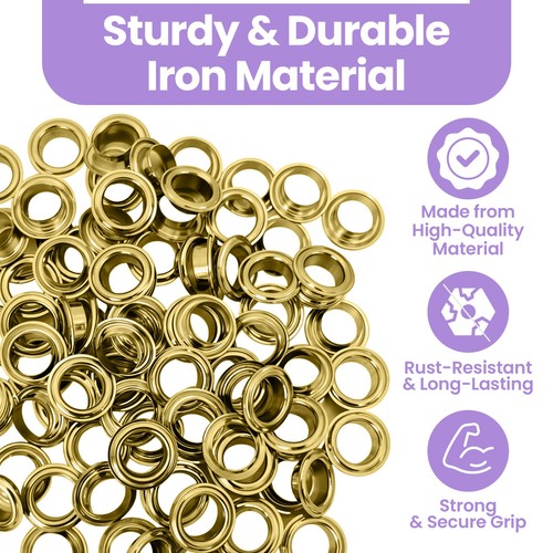 100/500pcs Iron Eyelets 5mm-12mm for Signs Leather Banners Gold/Silver Eyelet - Picture 81 of 100