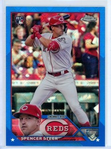 Spencer Steer 2023 Topps Chrome Blue Refractor #050/150 RC Rookie #146 Reds