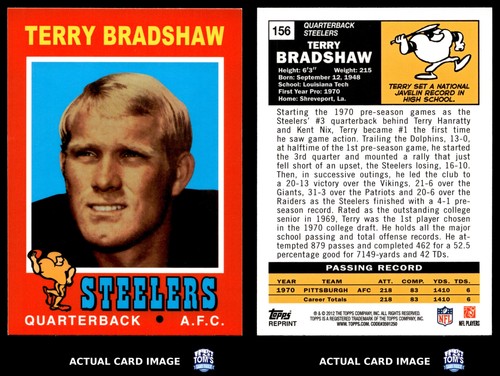 2012 Topps #156 TERRY BRADSHAW Steelers RC HOF NM - Picture 3 of 4