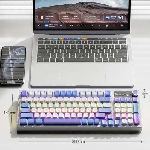 Smailwolf MK95 Bluetooth Wireless Mechanical Keyboard Three-mode Link Green A JW - Zdjęcie 3 z 15