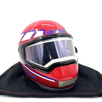 Vintage Ski-Doo Red Snowmobile Helmet Heated Shield Size Large
