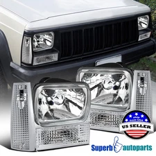 Fits 84-96 Jeep Cherokee 7"x6" Headlight+Corner Lamps+Front Bumper Lights