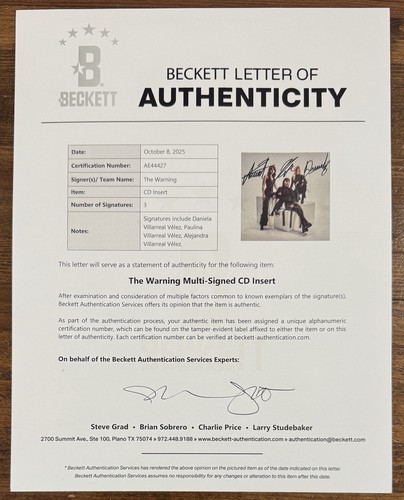 Alle 3 SIGNIERTEN The Warning handsignierte Fotokarte & Keep Me Fed CD Beckett BAS COA - Bild 2 von 5