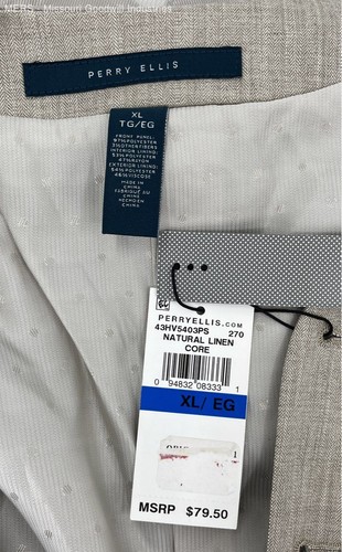 Perry Ellis Men's Natural Linen Pattern Classic Vest XL - Picture 3 of 4