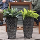 11 in Hyacinth Poly-Wicker Planter - Fog - Set of 2 by Sunnydaze