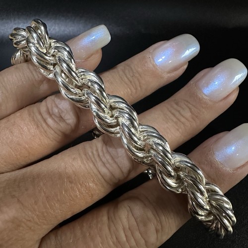 ATEMBERAUBENDES BREITES VINTAGE PORTUGIESISCHES 835 SILBER ARMBAND MIT DICKEM SEIL 8,5 "LANG aus den 1940er Jahren - Bild 1 von 24