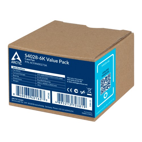ARCTIC S4028-6K (5 Pack) 40x40x28 mm PC Server Fan 250-6000 RPM PWM Cooler - Afbeelding 6 van 6