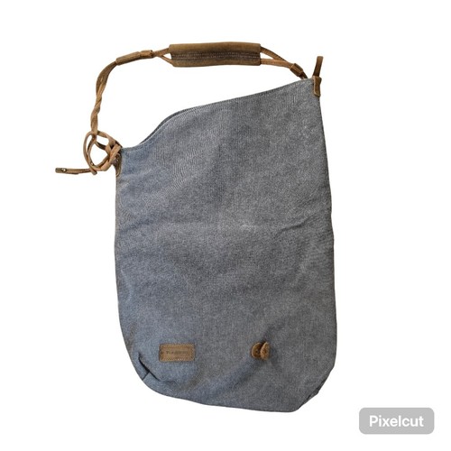 Tom Clovers Shoulder Bag In Gray Large Purse Canvas Leather Unique Bag - Picture 5 of 5