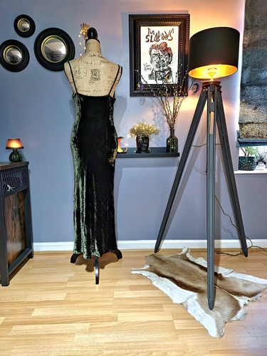 90s Y2K Phase Eight Forest Green Bias Cut Velvet Slip Dress UK 10 (US 6) - Picture 4 of 11