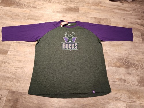 Hardwood Classics Milwaukee Bucks 3/4 Sleeve Tee Shirt NWT Mens 2XL Deadstock - Picture 1 of 15