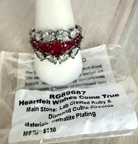 Bomb Party 25. Juli Ring "Herzliche Wünsche werden wahr" Größe 10 Rubin Hämatit - Bild 4 von 4