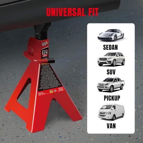 12 Ton Steel Jack Stands Adjustable Height Lock Support for Cars SUVs 2 Pack - Picture 8 of 8