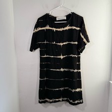 People Like Art Black Cream Tie Dye Shift Short Sleeve Dress Small Nashville
