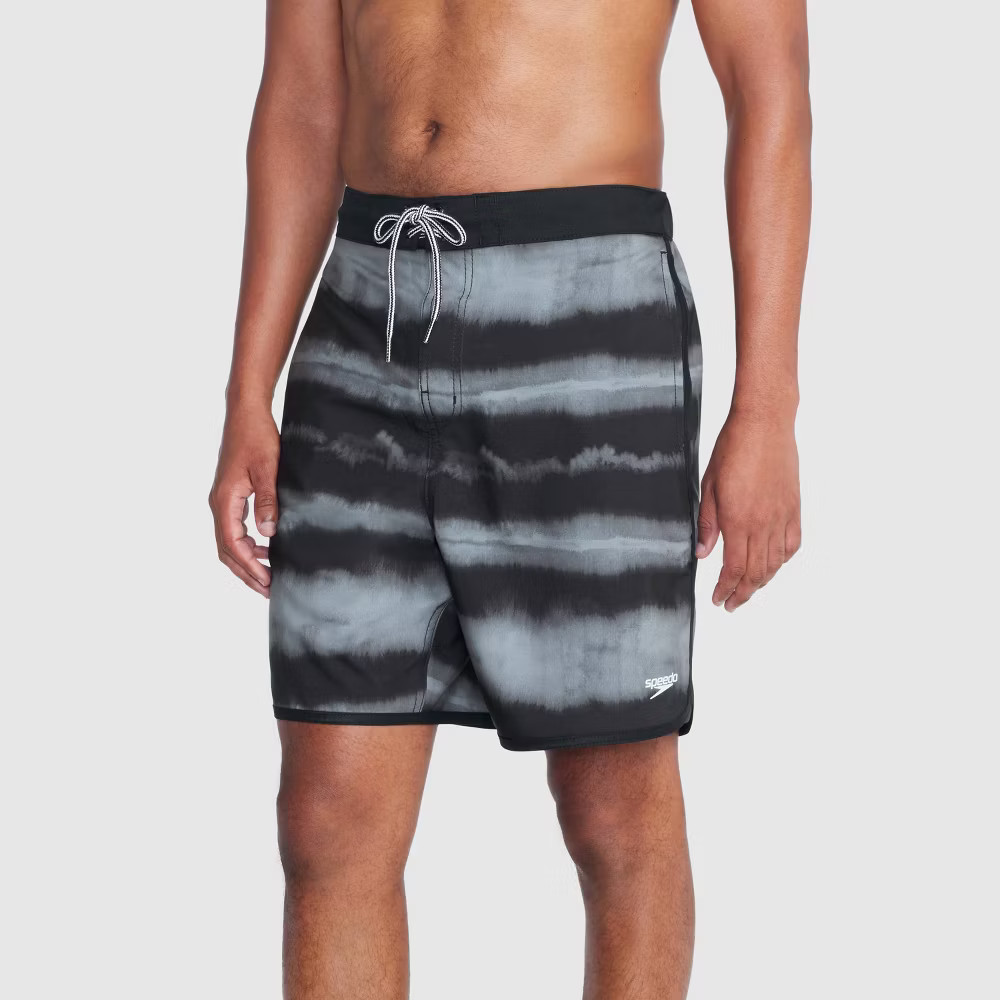 Speedo Mens 7 Striped E-Board Swim Shorts - GrayBlack XL 3090₽