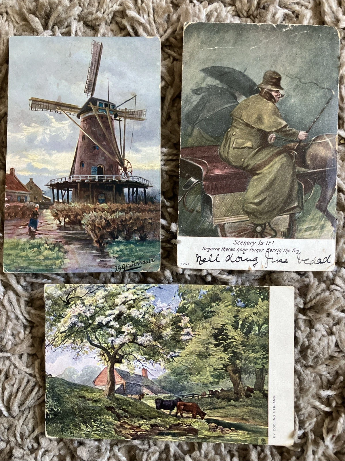 3 Antique Postcards (1904-09) Of Paintings