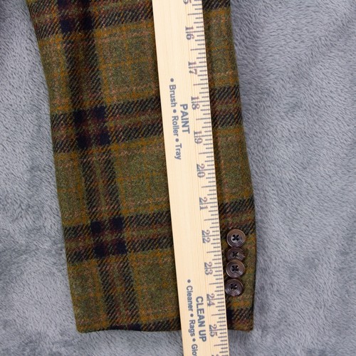 Patrick James Wool Cashmere Mens 44R Green Check Plaid Blazer Sport Coat - Picture 14 of 16