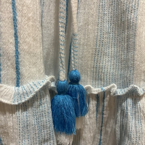 Blue Island Striped Boho Cover-Up Tunic Small Beach Swim Resortwear - Picture 3 of 6