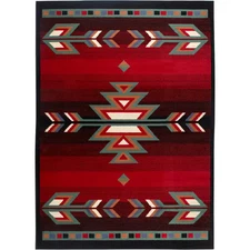 Premium Black/Red 8 Ft. X 10 Ft. Southwestern Area Rug