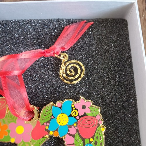 Hope for a Cure Ornament Brass & Cloisonne Dripped in18K Gold #38/150 Floral NEW - Picture 3 of 8