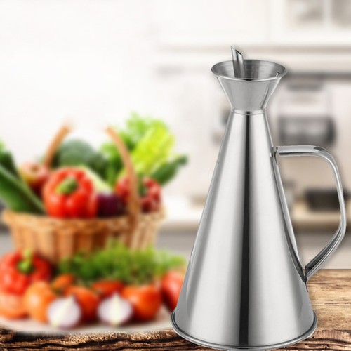 Dispenser Olio Acciaio Inox 500ml Beccuccio Antiperdite Olio Pentola Oliatore Bottiglia Aceto - Foto 10 di 12
