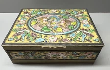 Vintage Cloisonné Enamel Metal Trinket Box 