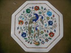 Peacock Art Inlay Table Top for Entryway Decor 12x12 Inches Marble Coffee Table