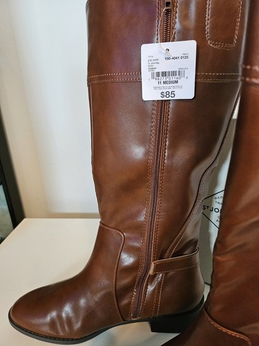 Stivali equitazione St. John's Bay donna Roslyn tacco impilato cognac taglia 11M - Foto 6 di 11