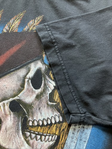 Vintage Distressed 90s Armed Deadly Skull Knife Harley Biker Shirt Fade Black L - Picture 10 of 18