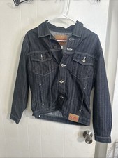Vintage GUESS Black Denim Trucker Jacket Youth Size XL 16-18