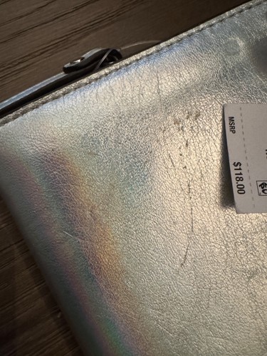 Michael Kors Grande Doble Cremallera Muñequera Bolso sin asas Cartera Plateada Nueva con Etiquetas Auténtica - Imagen 3 de 13