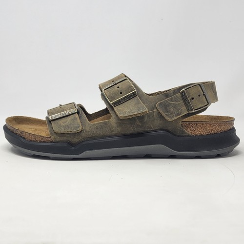Sandalias Birkenstock Crosstown Milano de Cuero Caqui Desteñido Talla US10 43 Sin Caja NUEVAS - Imagen 11 de 15