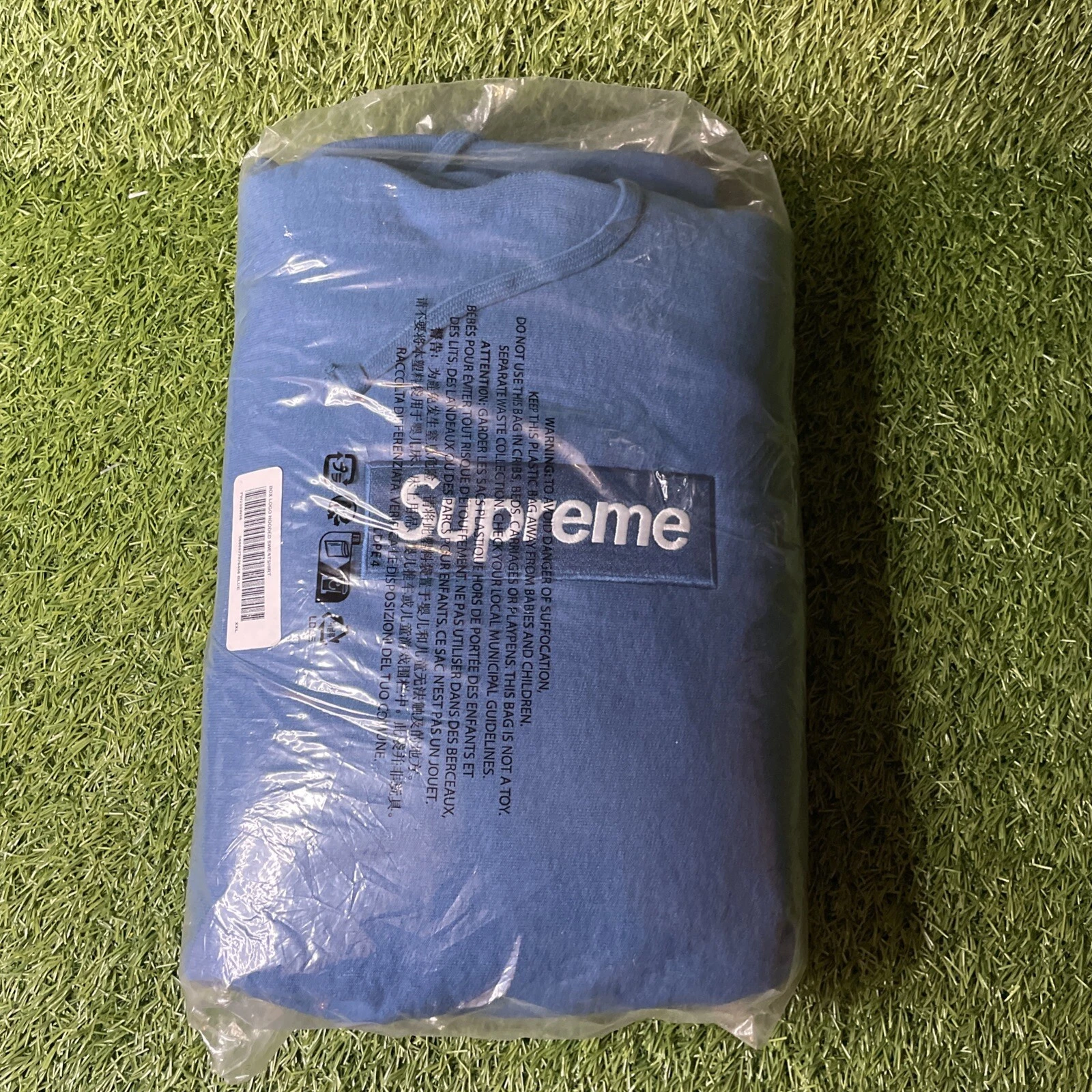 Sweat à capuche logo Supreme Box   Bleu   Taille XXL   Neuf   FW23