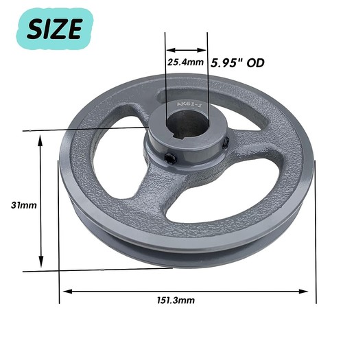 New Pulley AK61- 1" Bore 5.95" Diameter Cast Iron 1-Groove Sheave Key-way Z3 - Picture 6 of 7