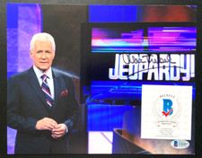 ALEX TREBEK SIGNED 8X10 PHOTO THE ANSWER IS BOOK JEOPARDY HOST BAS E