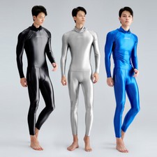 AMORESY Men Shiny Tops Hooded High Neck T-Shirts Sports Smooth Vest Tank Running