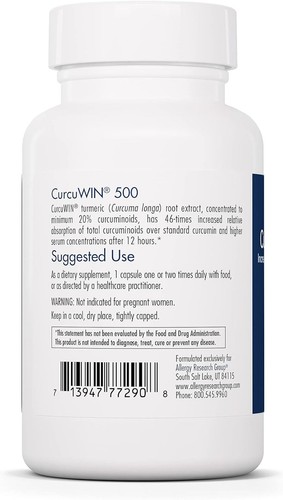 Allergy Research Group CurcuWIN 500 – 60 veg. Kapseln (758,33 EUR/kg) - Picture 3 of 3