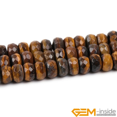 Natural Tiger's Eye Stone Faceted Rondelle Spacer Beads For Jewelry Making 15"YB - Picture 41 of 54