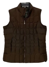 Eddie Bauer Premium Goose Down Quilted Puffer Vest Brown Sz S