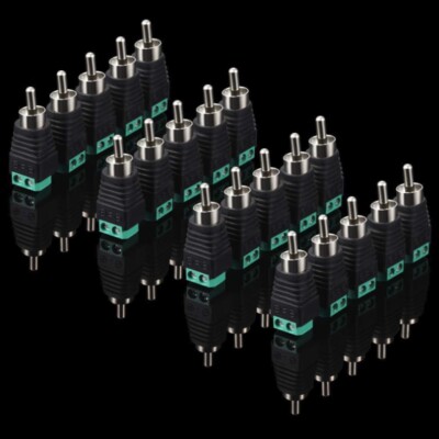 50-Pack Speaker Wire To RCA Male Adapter Cables - Black/Green, 1:1 Audio Connection 5 thumbnail image
