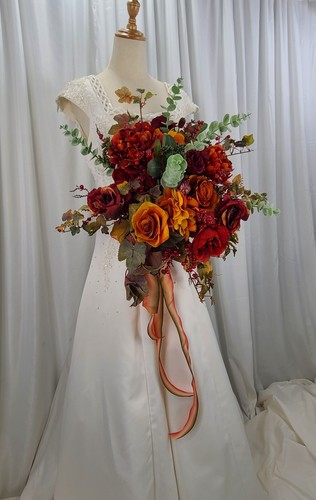 Autumn Abundance Faux Silk Wedding Bouquet - Picture 5 of 11