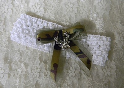 Headband Redneck Deer Hunter Baby Infant Wedding Party Camouflage Camo Bow