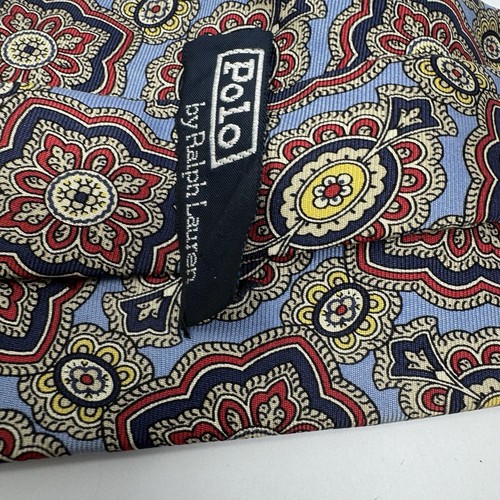 Vintage Polo by Ralph Lauren 100% Silk Necktie Paisley Blue Made in USA - Picture 12 of 13