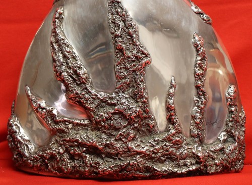 Vaso scolpito brutalista scolpito d'Argenta Messico firmato Sima Firmato Argento 11,5". 384K - Foto 13 di 20