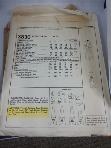 Vintage McCalls 3830 Pounds Thinner Misses Dress 2 Lengths Sewing Pattern Sz 16 - Picture 3 of 7