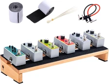 Mini Wooden Pedal Board Guitar Effects Compact Small Mountain Tape & Cable Tie